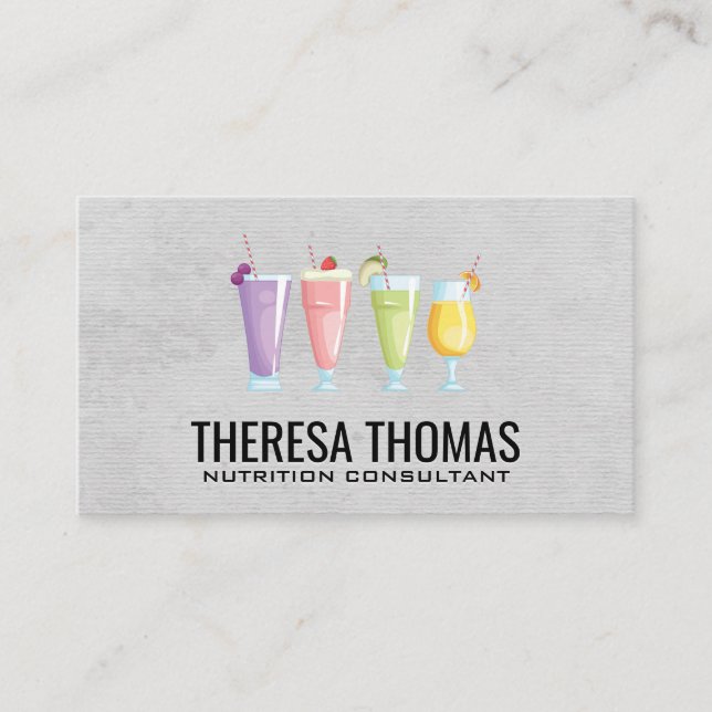 Tarjeta De Citas Nutrición de fitness | Smoothies de frutas (Anverso)