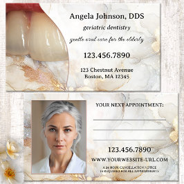 Tarjeta De Citas Odontólogo Geriátrico Elegante