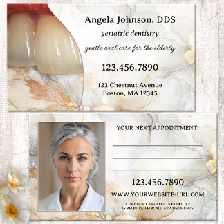 Tarjeta De Citas Odontólogo Geriátrico Elegante