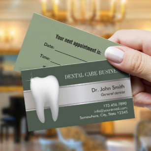 Tarjeta De Citas Oficina Dental Elegante Sage Green Dentist