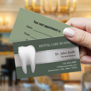 Tarjeta De Citas Oficina Dental Elegante Sage Green Dentist
