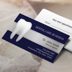 Tarjeta De Citas Oficina Dental Navy Profesional Dentista Azul