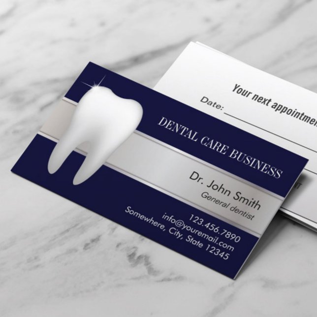Tarjeta De Citas Oficina Dental Profesional Dentista Navy Azul (Subido por el creador)