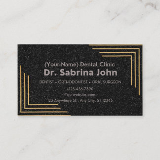Tarjeta De Citas Oficina Dentista Moderna de Oro y Odontología Negr