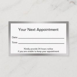 Tarjeta De Citas Oficina profesional de Médica blanco y plateado