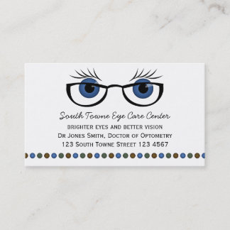 Tarjeta De Citas Ojos azules y anteojos