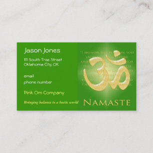 Tarjeta De Citas OM en el verde y el oro - Namaste