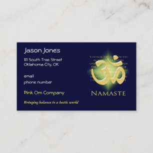 Tarjeta De Citas OM en el verde y el oro - Namaste