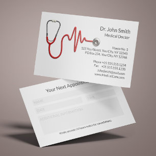 Tarjeta De Citas Onda roja ECG Estetoscopio Línea EKG Médico