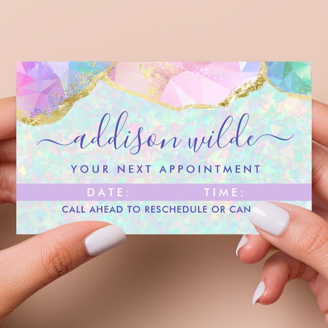 Tarjeta De Citas Opal Gemstone Pastel Irrisón Moderno Elegante (Subido por el creador)