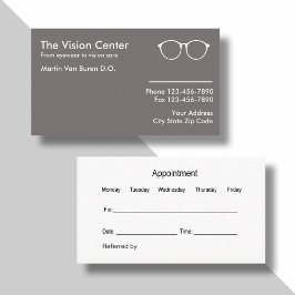 Tarjeta De Citas Optometrist And Vision Care