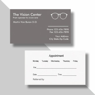 Tarjeta De Citas Optometrist And Vision Care