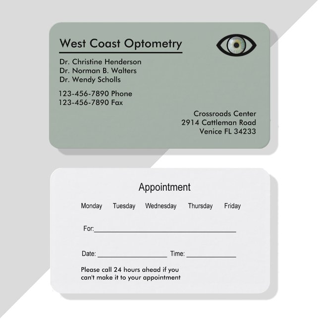 Tarjeta De Citas Optometrist Moderno Businesscards (Subido por el creador)