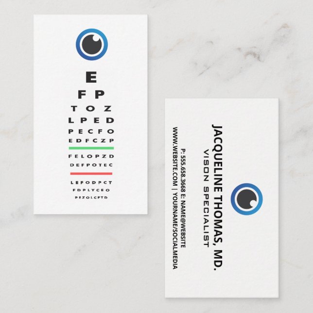 Tarjeta De Citas Optometrista | Examen ocular | Icono ocular (Anverso / Reverso)