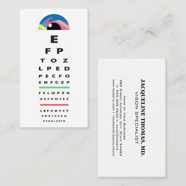 Tarjeta De Citas Optometrista | Gráfica de examen ocular (Anverso / Reverso)