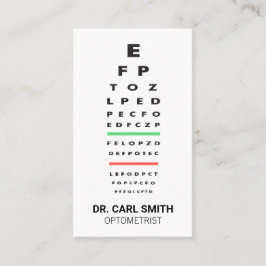Tarjeta De Citas Optometrista | Médico | Gráfico de examen ocular