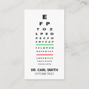 Tarjeta De Citas Optometrista Médico Gráfico de examen ocular