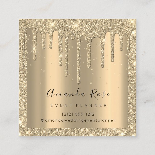 Tarjeta De Citas Organizador de eventos de maquillaje Champagne Gol (Anverso)