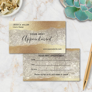 Tarjeta De Citas Oro Moderno Diamante Brillo Falso Hoja Lujo Glam