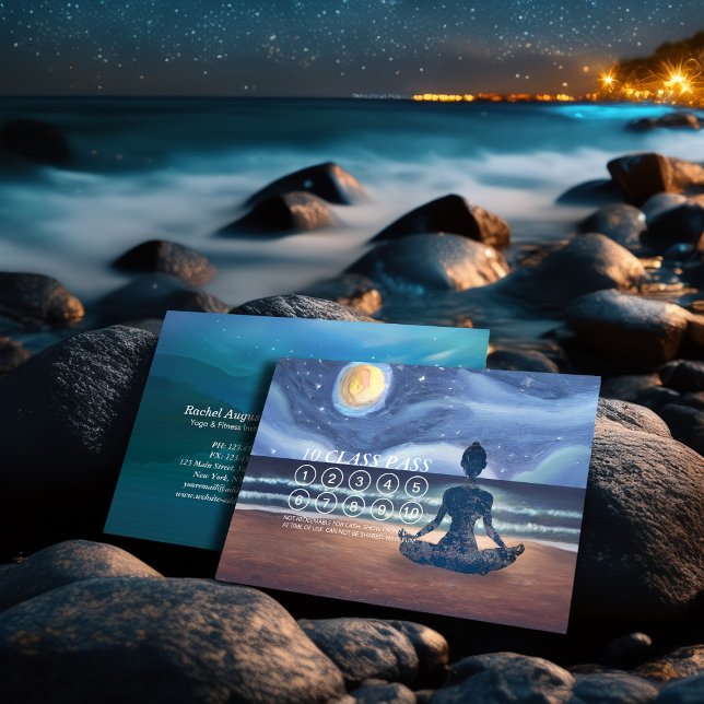 Tarjeta De Citas Paso de clase 10 de Yoga Meditation Moon Light Sky (Subido por el creador)