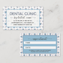 Tarjeta De Citas Patrón de dientes azul Dentista 