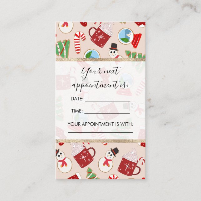 Tarjeta De Citas Patrón de Ilustracion de cookie de Navidades rojos (Anverso)
