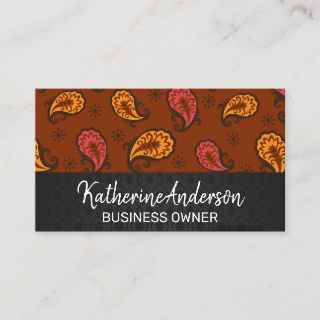 Tarjeta De Citas Patrón de Paisley Brown (Anverso)