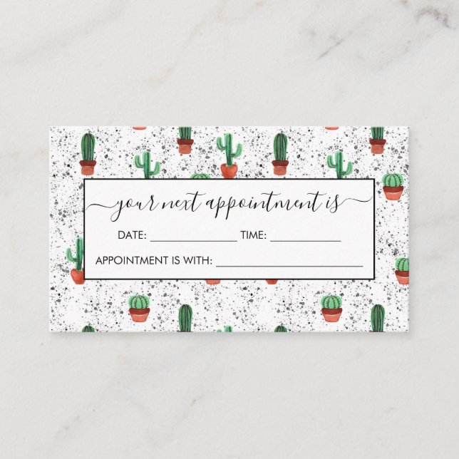 Tarjeta De Citas Patrón de salpicaduras de cactus de terracota verd (Anverso)
