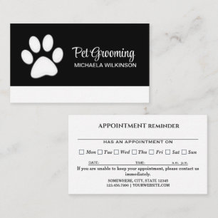 Tarjeta De Citas Paw de perro blanco en el servicio de Grooming de 