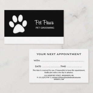 Tarjeta De Citas Paw de perro blanco en el servicio de Grooming de 