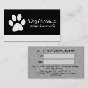 Tarjeta De Citas Paw de perro blanco en el servicio de Grooming de