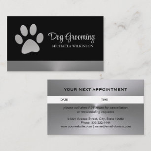 Tarjeta De Citas Paw de perro plateado sobre el servicio de crecimi