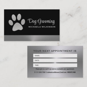 Tarjeta De Citas Paw de perro plateado sobre el servicio de crecimi