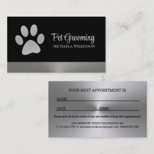 Tarjeta De Citas Paw de perro plateado sobre el servicio de crecimi