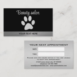 Tarjeta De Citas Paw de perro plateado sobre fondo negro