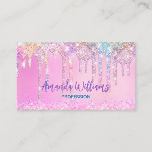 Tarjeta De Citas Perforaciones de Purpurina de arcoiris de unicorni