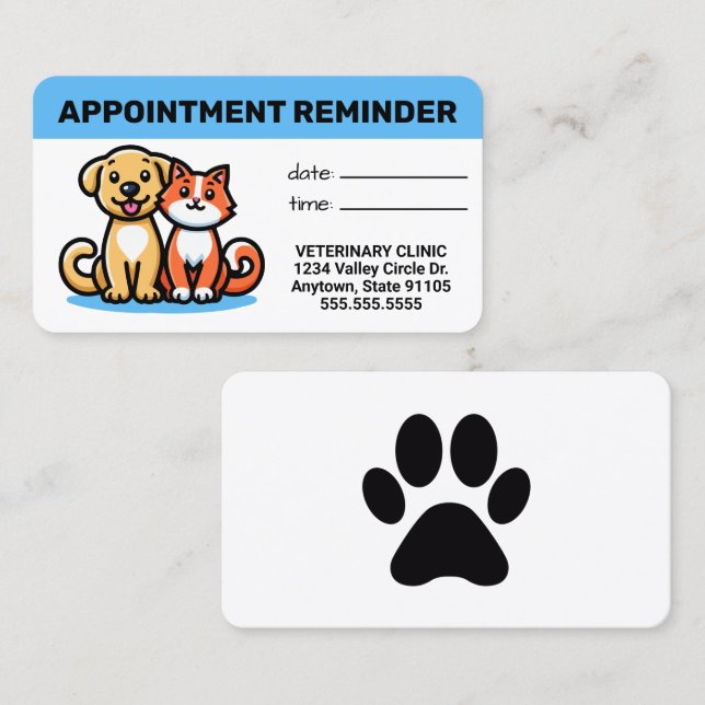 Tarjeta De Citas Pet Business Appointment Card (Anverso / Reverso)
