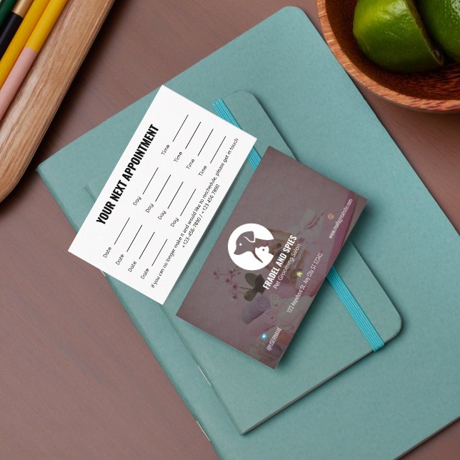 Tarjeta De Citas Pet Care Appointment Card with Logo & Cute Animal  (Pet Care Appointment Card with Logo & Cute Animal Art)