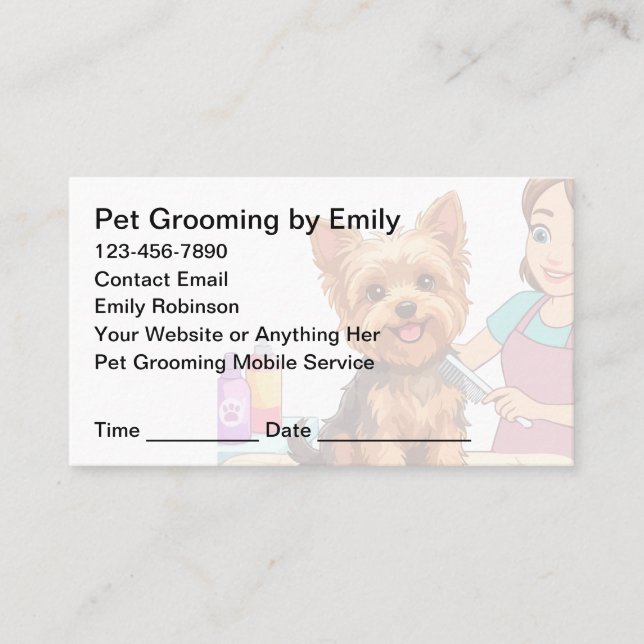 Tarjeta De Citas Pet Grooming Appointment Cards Design Template (Anverso)