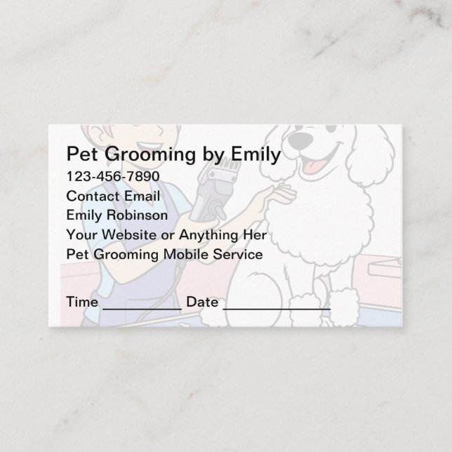 Tarjeta De Citas Pet Grooming Appointment Cards Design Template (Anverso)