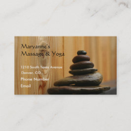 Tarjeta De Citas Piedras y madera del masaje