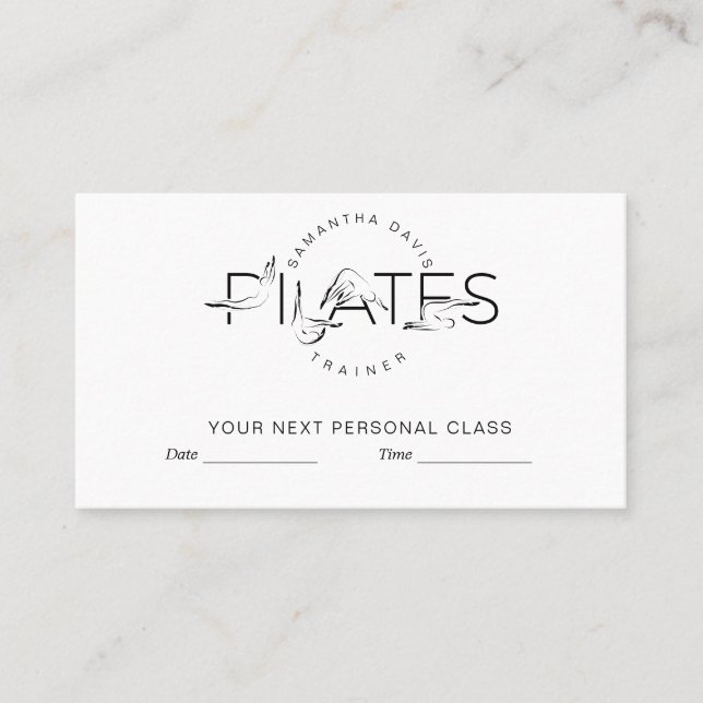 Tarjeta De Citas Pilates Poses en Palabra de Pilates (Anverso)