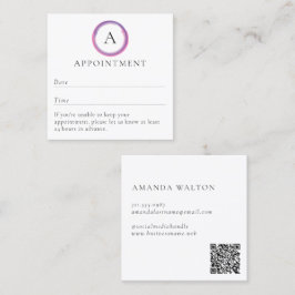 Tarjeta De Citas Pink and Purple Monogram QR Code Modern