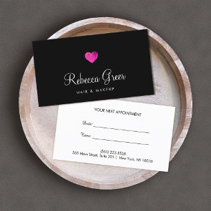Tarjeta De Citas Pink Heart Beauty Salon Appointment Reminder