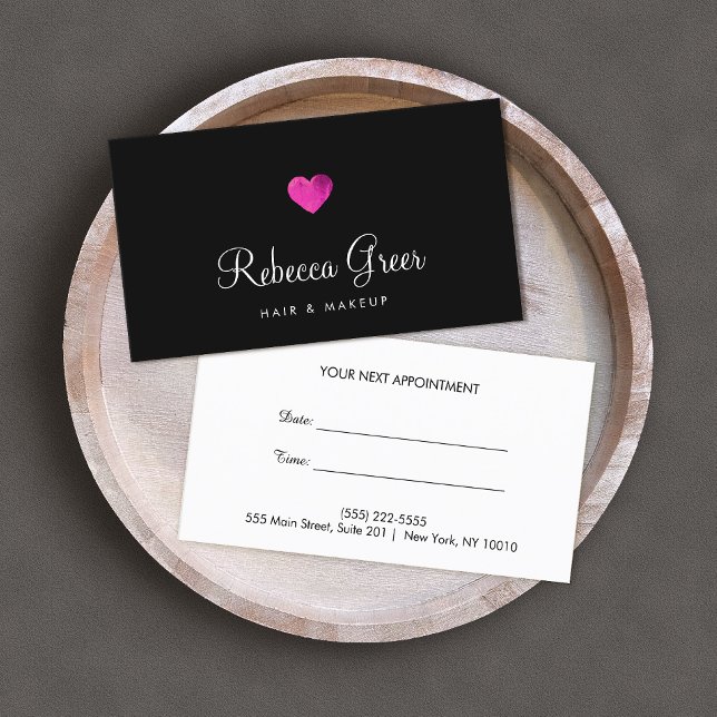 Tarjeta De Citas Pink Heart Beauty Salon Appointment Reminder (Subido por el creador)