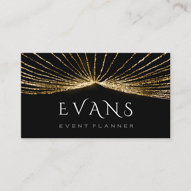 Tarjeta De Citas Planificador de Bodas de Evento Luminoso Black Gol (Anverso)