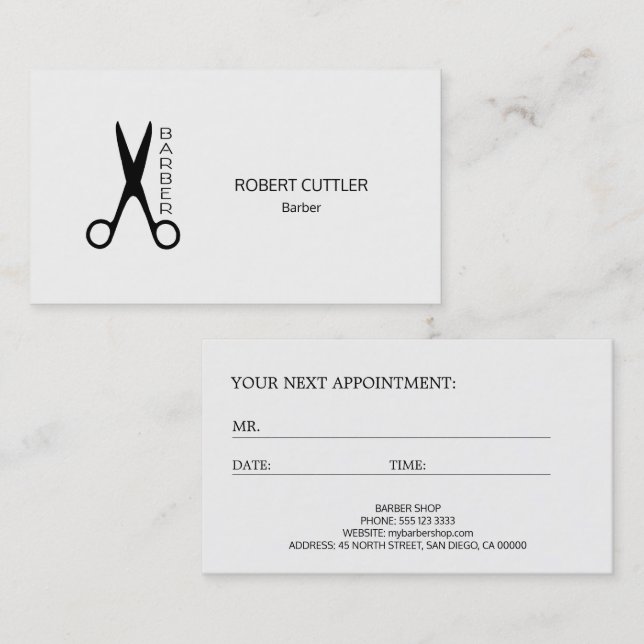 Tarjeta De Citas Plantilla de nombramiento del logotipo blanco negr (Anverso / Reverso)
