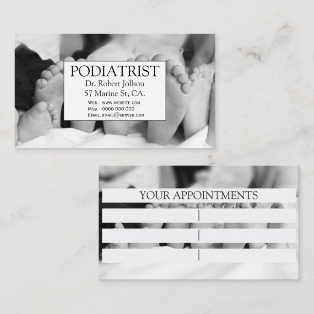 Tarjeta De Citas Podiatrista pies Chiropodista Médica de Salud (Anverso / Reverso)
