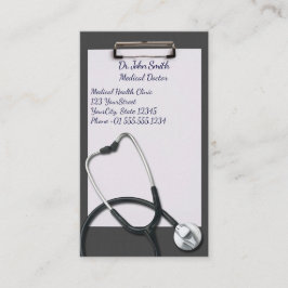 Tarjeta De Citas Portapapeles gris con estetioscopio médico