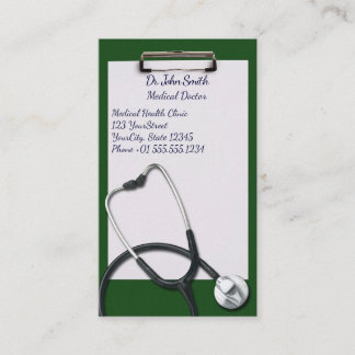 Tarjeta De Citas Portapapeles verde con estetioscopio médico